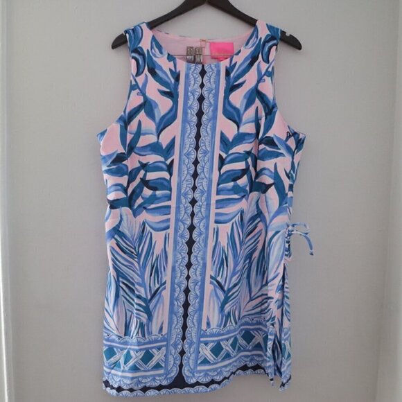 NWT Lilly Pulitzer Donna Engineered Romper Size 16 Blue Pink Tropics Tint Print - Picture 5 of 11